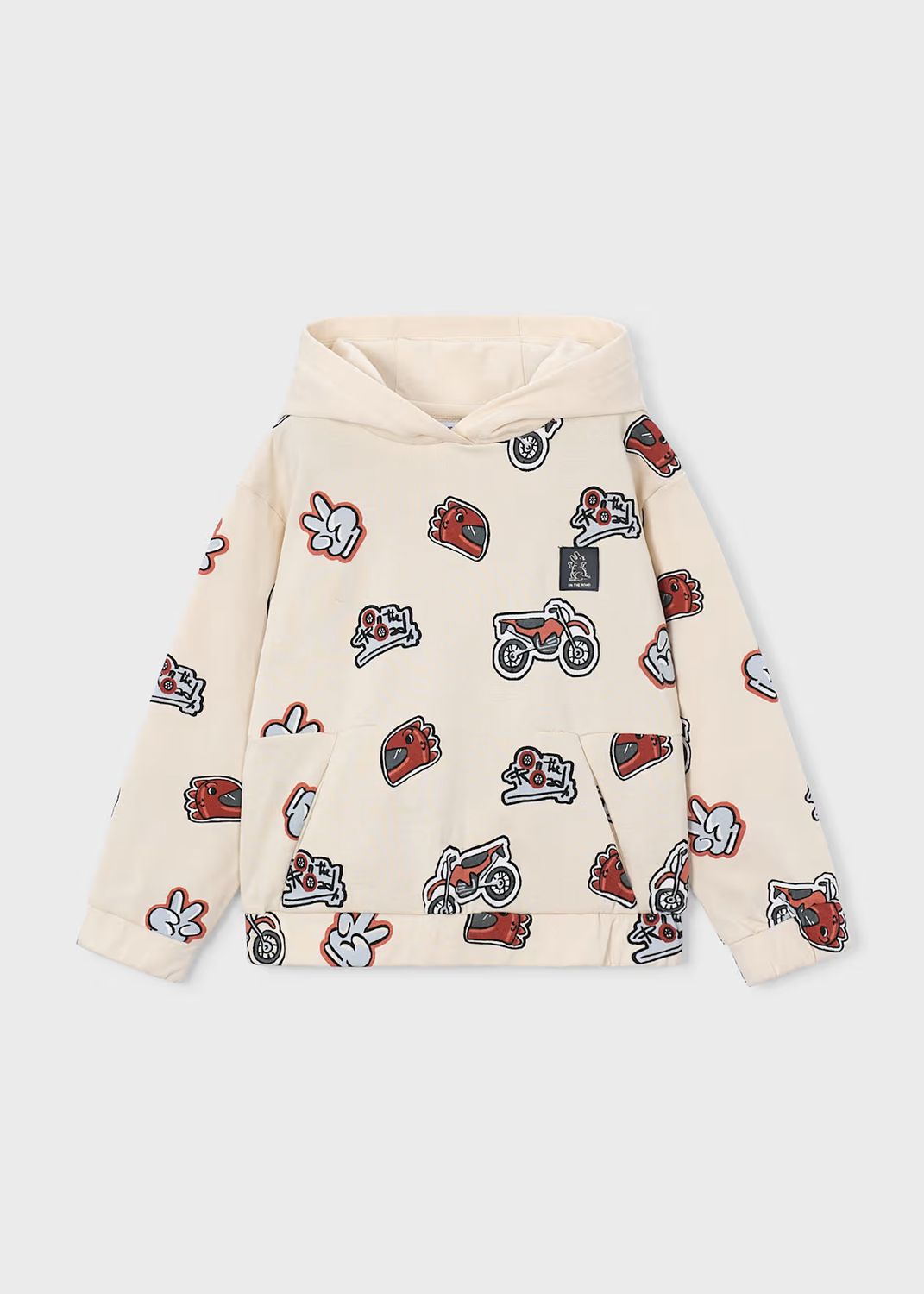 Mayoral 4458 Pullover Hoodie Motorcross Print Light Soy