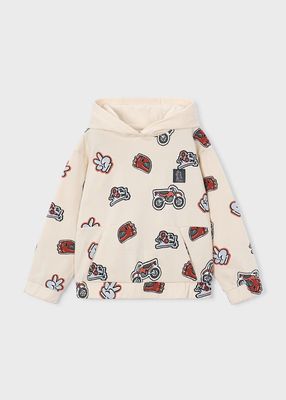Mayoral 4458 Pullover Hoodie Motorcross Print Light Soy