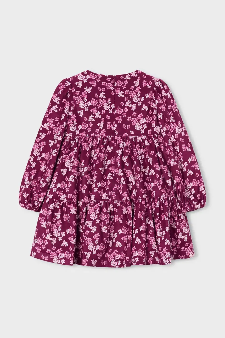Mayoral 4926 Velvet Dress Floral Print Raspberry