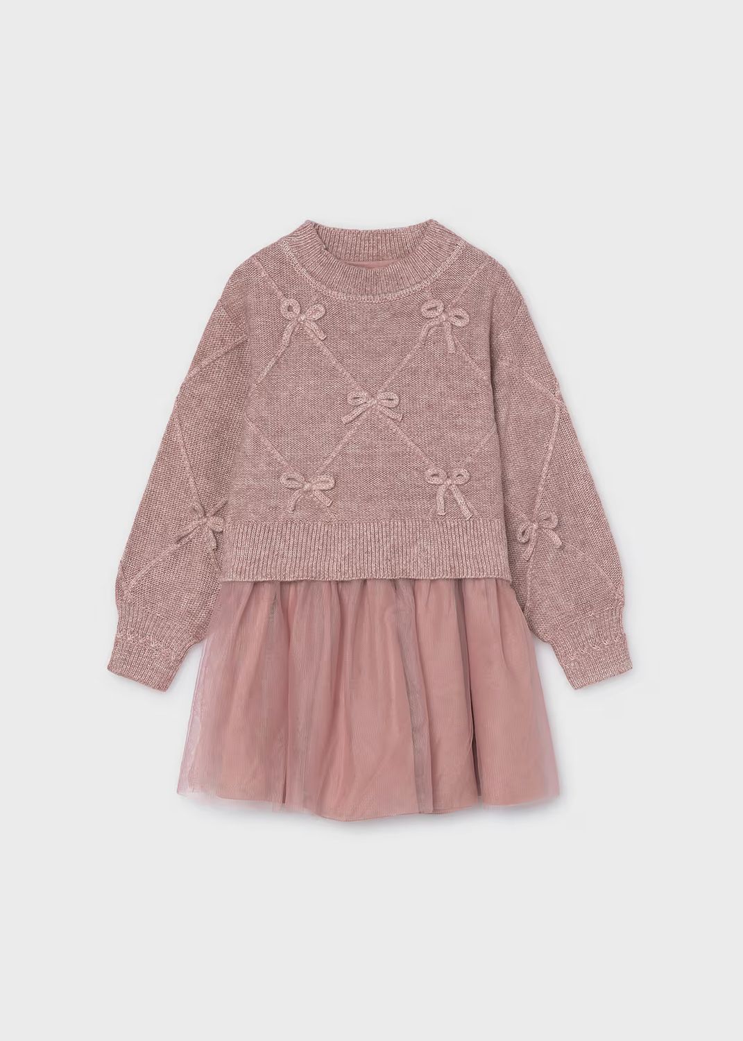 Mayoral 4927 Knit Dress With Bows Quartz