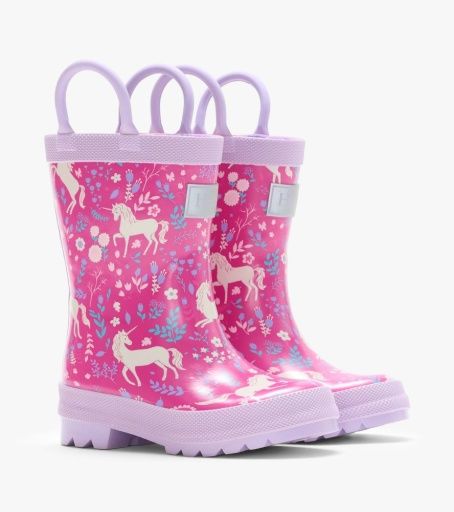 Hatley Rainboots With Handles Unicorn Forest Very Berry, Size: 8