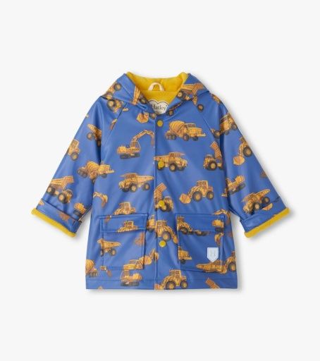 Hatley Snap Raincoat Construction Trucks Classic Blue, Size: 2T