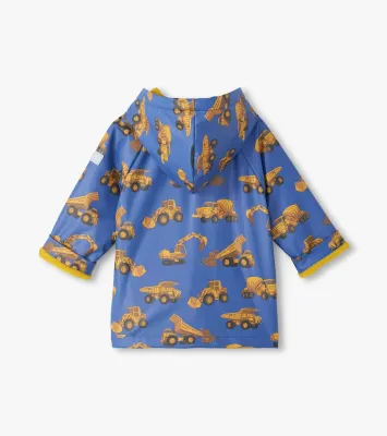 Hatley Snap Raincoat Construction Trucks Classic Blue