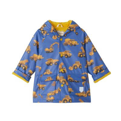 Hatley Snap Raincoat Construction Trucks Classic Blue