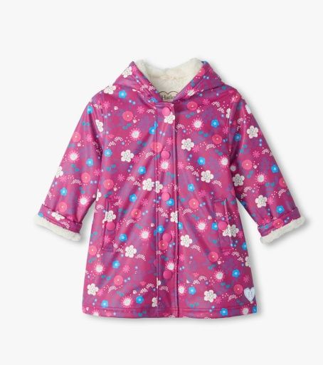 Hatley Sherpa Lined Jacket Tiny Flowers Raspberry Radiance, Size: 2