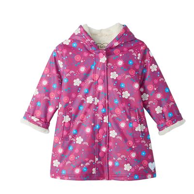 Hatley Sherpa Lined Jacket Tiny Flowers Raspberry Radiance