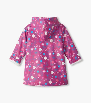 Hatley Sherpa Lined Jacket Tiny Flowers Raspberry Radiance