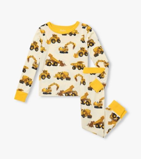 Hatley Bamboo Pajama Set Construction Trucks Cami Lace, Size: 2