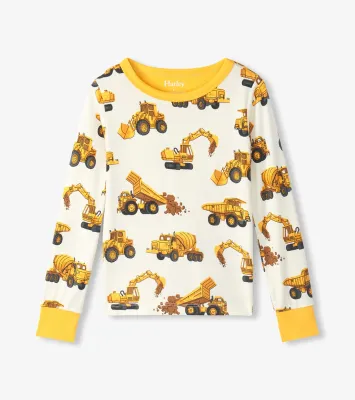 Hatley Bamboo Pajama Set Construction Trucks Cami Lace