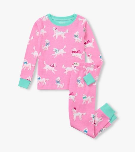 Hatley Cotton Rib Pajama Set Poodle Pups Sachet Pink, Size: 2