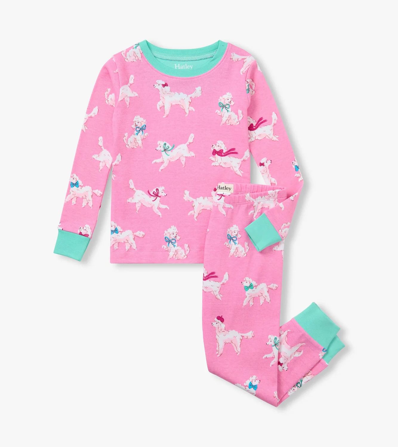 Hatley Cotton Rib Pajama Set Poodle Pups Sachet Pink