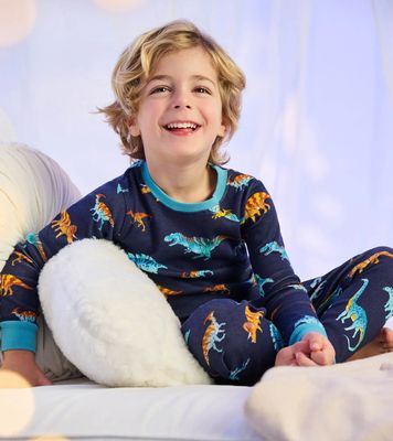Hatley Cotton Rib Pajama Set Colourful Dinos Peacoat