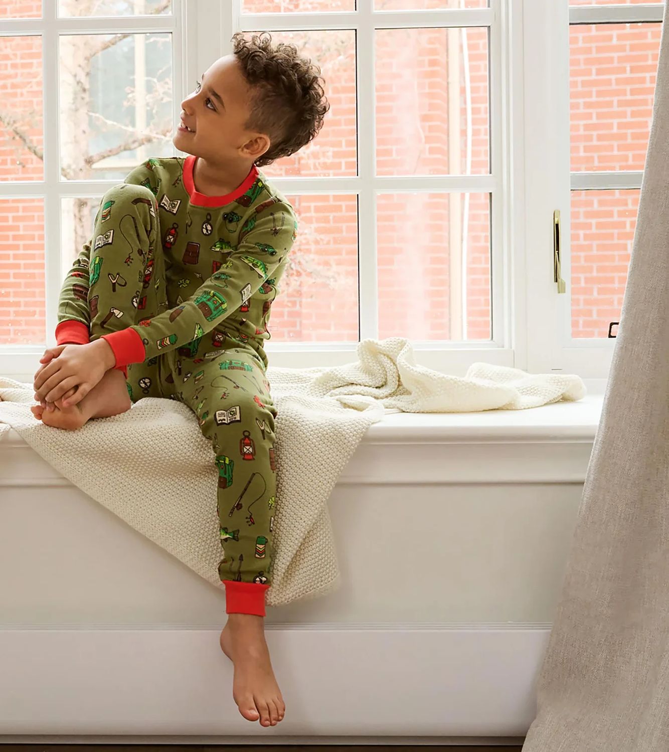 Hatley Cotton Rib Pajama Set Outdoor Explorer Loden Green