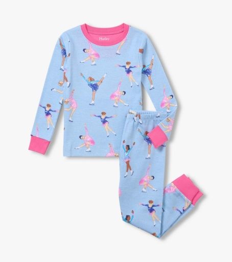 Hatley Cotton Rib Pajama Set Figure Skaters Ice Melt, Size: 2