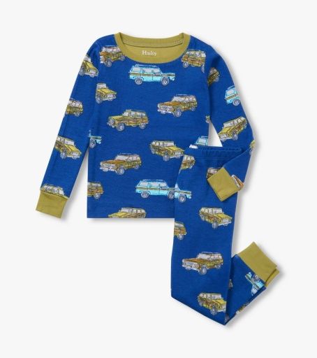 Hatley Cotton Rib Pajama Set Vintage Trucks Limoges, Size: 2