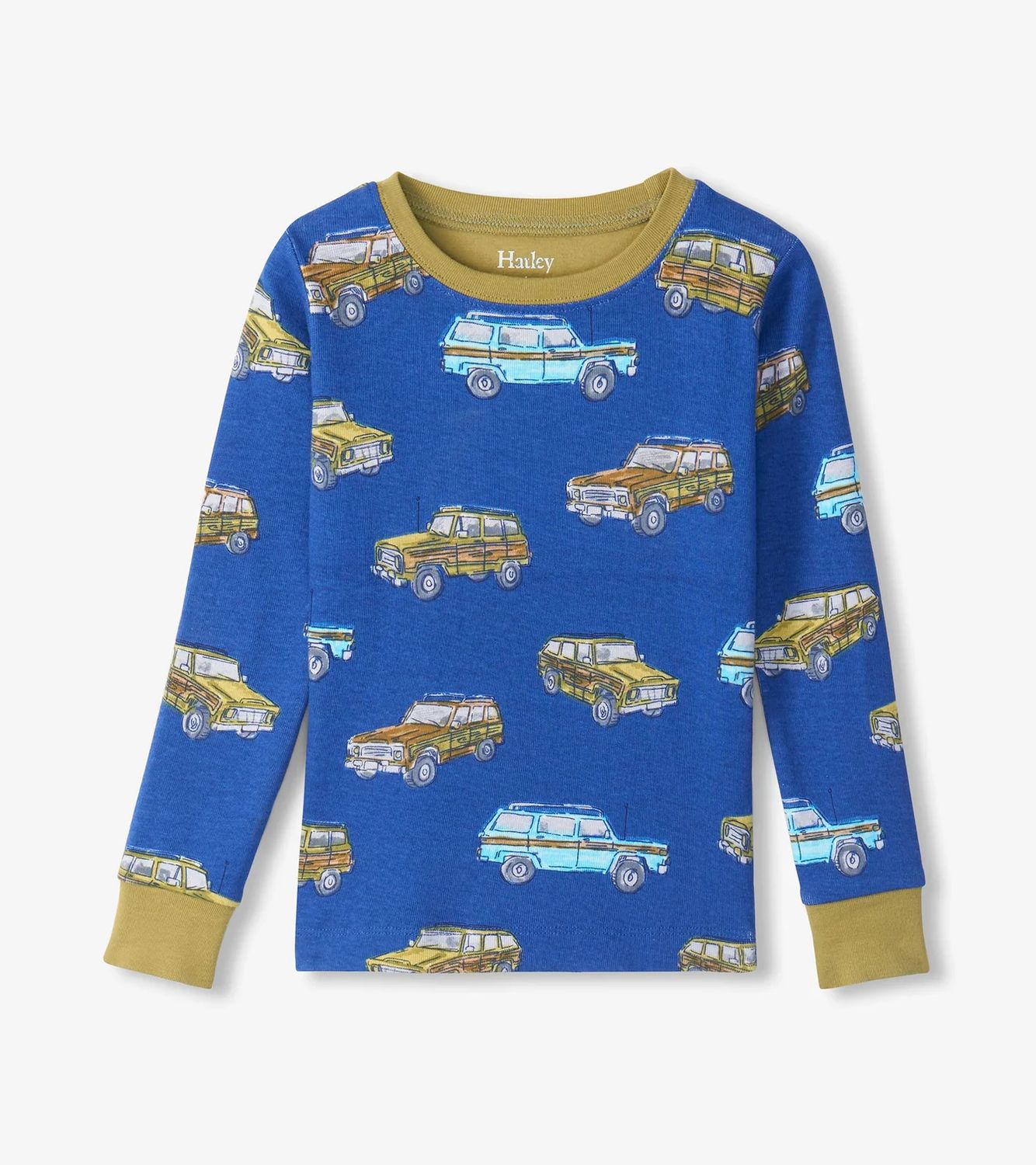 Hatley Cotton Rib Pajama Set Vintage Trucks Limoges