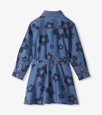 Hatley Swing Jean Dress Big Flowers Blue