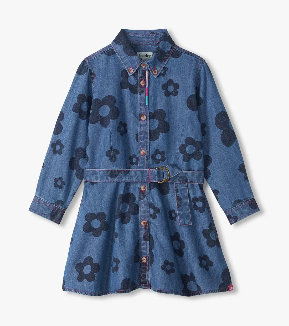 Hatley Swing Jean Dress Big Flowers Blue
