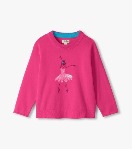 Hatley Crew Neck Sweater Sequin Ballerina Pink Yarrow, Size: 3