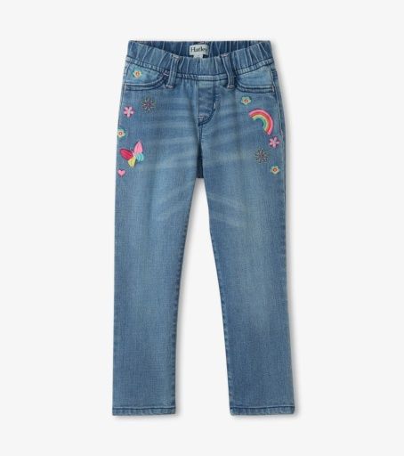 Hatley Denim Jeans Pretty Patches Stretch Classic Rinse, Size: 3