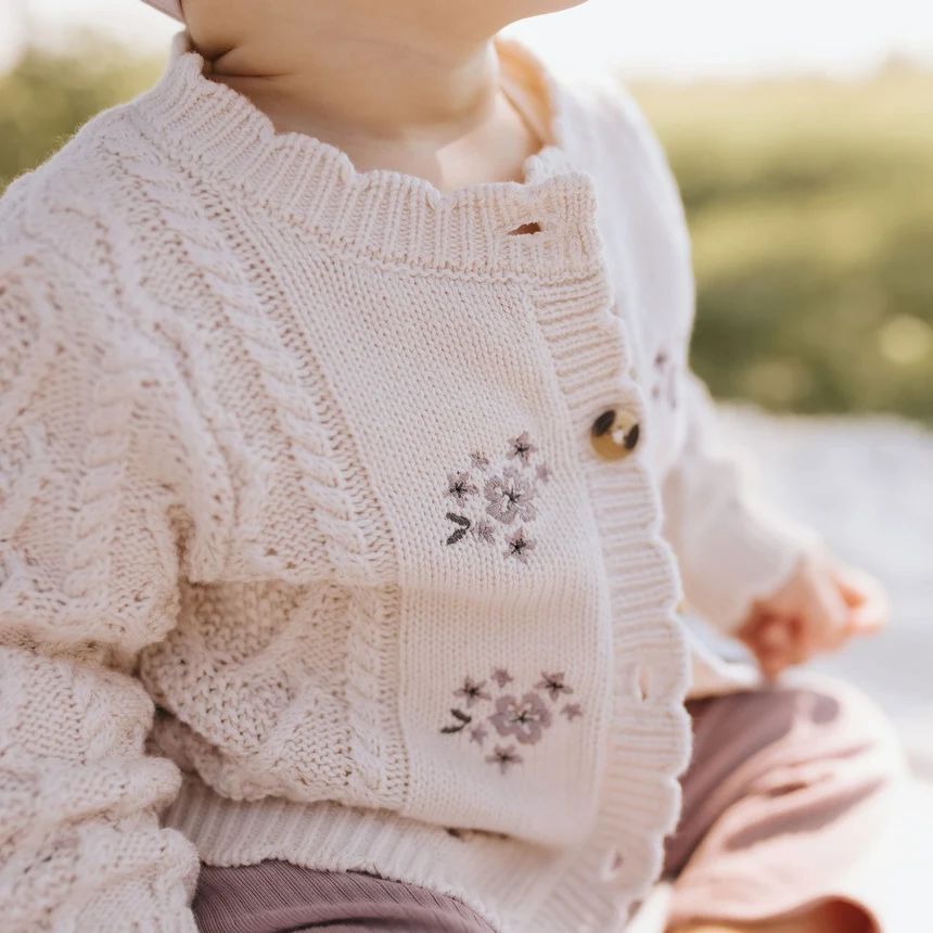 Petit Lem Knit Cardigan Sweater Beige