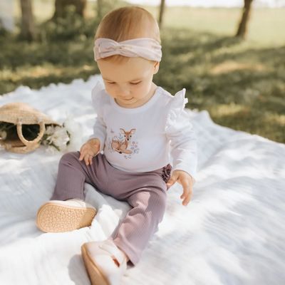 Petit Lem 2pc Knit Bodysuit &amp; Pants Set Little Fawn Off White