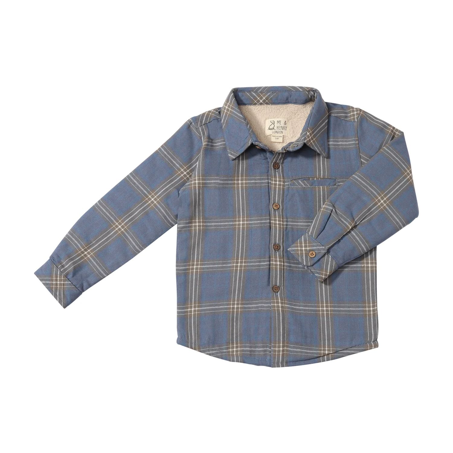 Me &amp; Henry Adventurer Sherpa Lined Shacket Grey/China Plaid