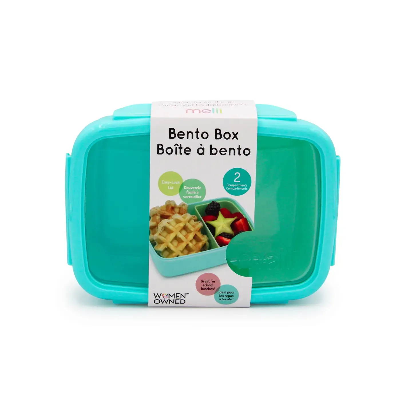 Melii Bento Box w/ Removable Compartments 800ml, Color: Blue/Mint/Lime