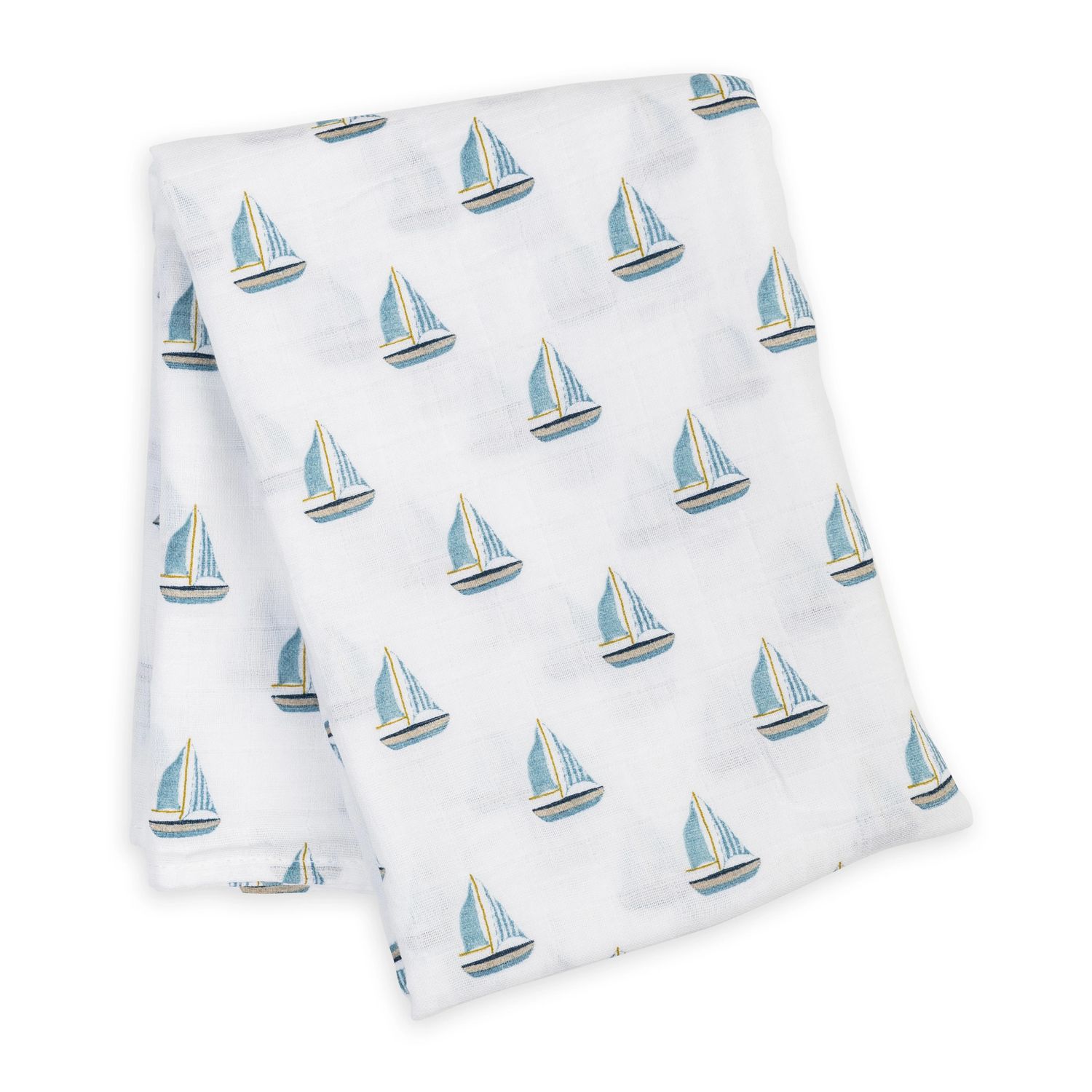 Lulujo Muslin Swaddle Sailboats 40" x 40"
