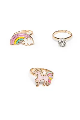 Great Pretenders Boutique Unicorn Rainbow Ring 3pc Set