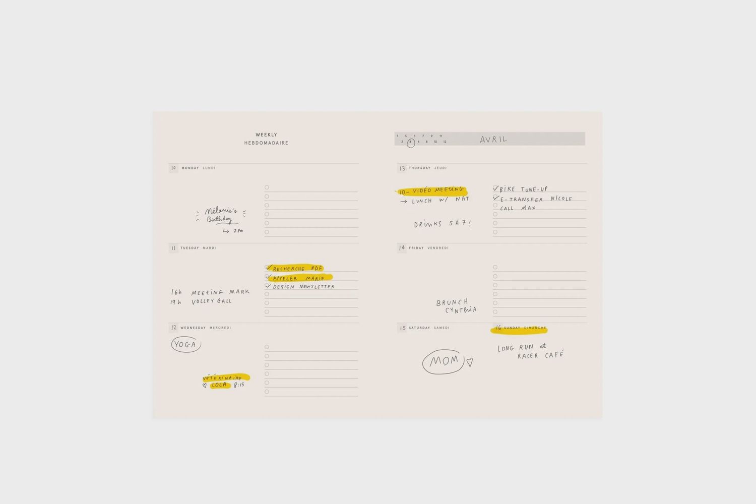 Agenda non daté  – Rose cendré