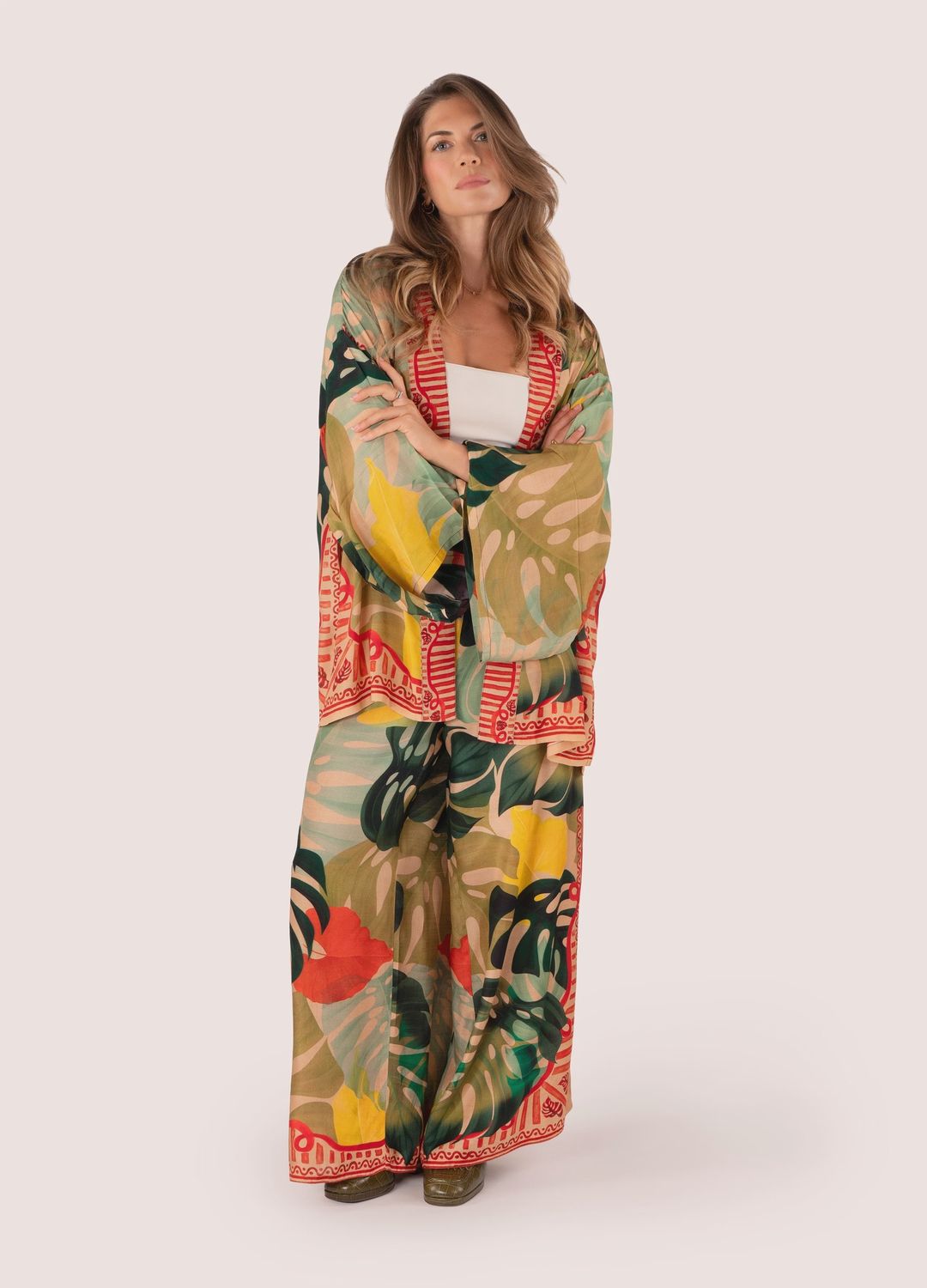 Pantalon large Exotic Leaves  –  M/L