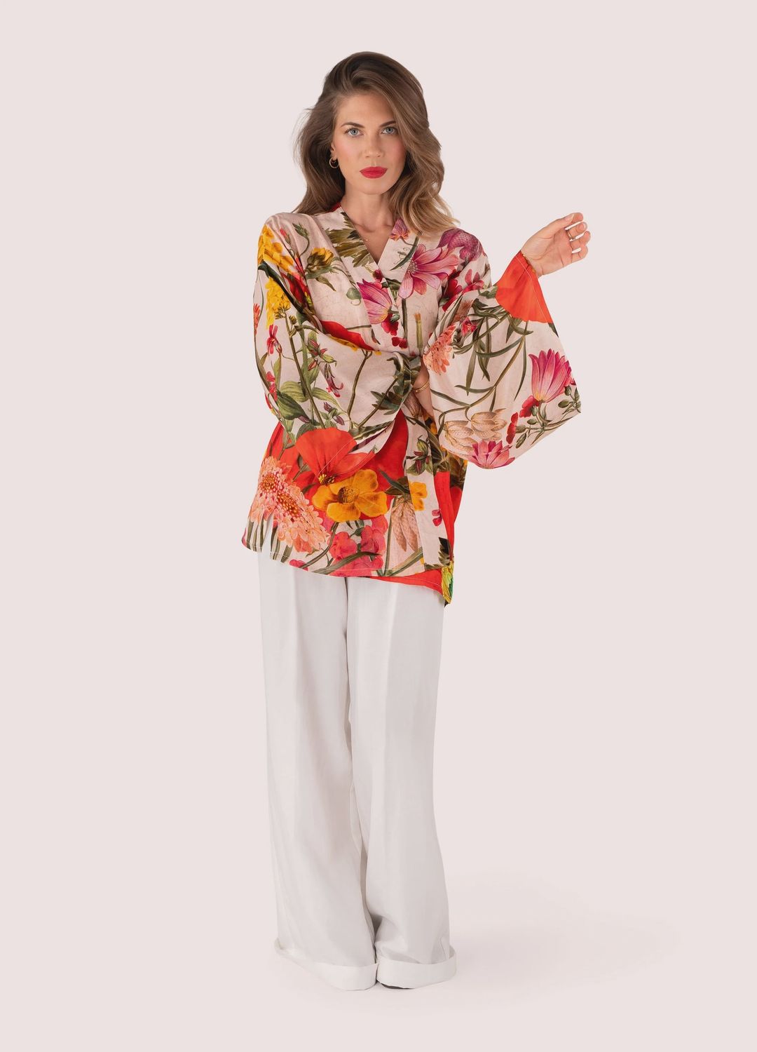 Veste kimono  –  Fine Flowers Cream