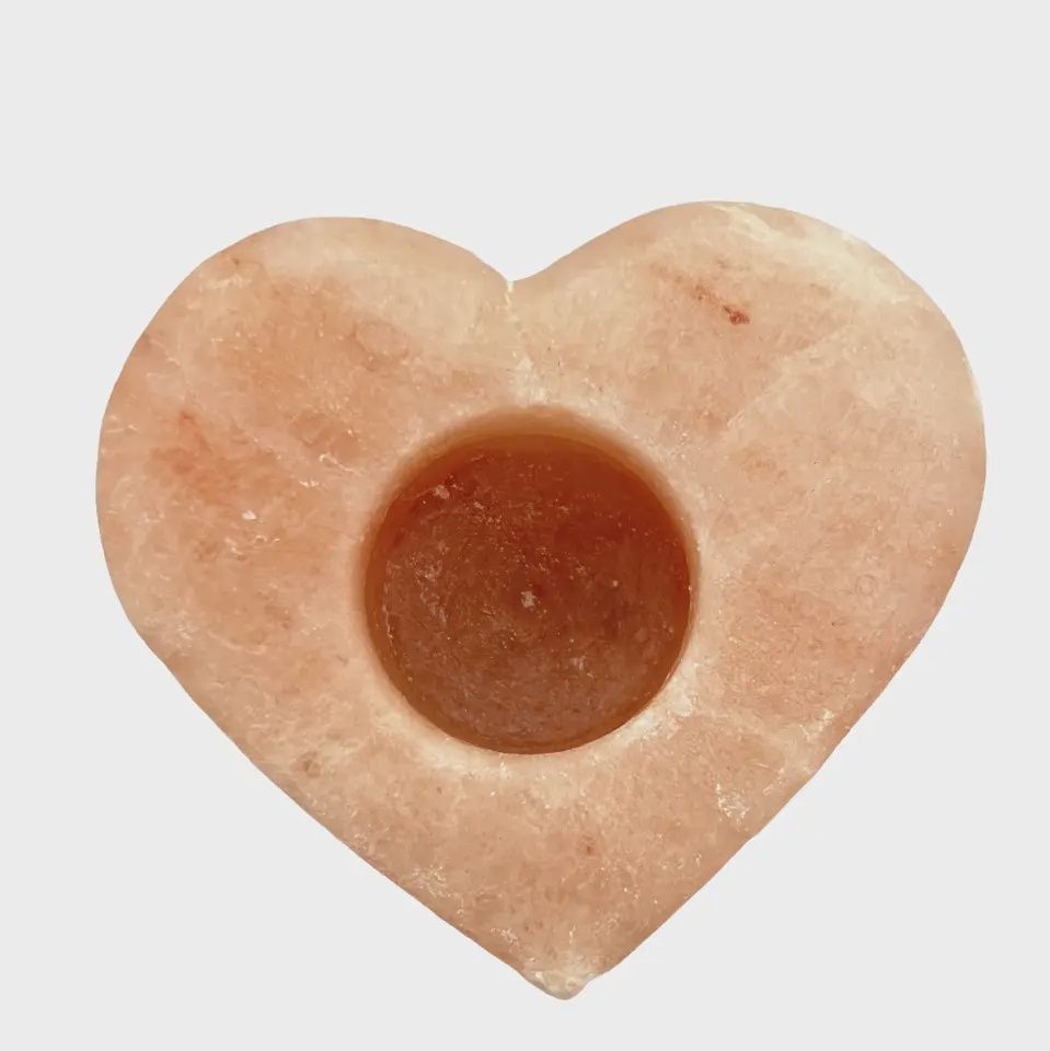 Porte-bougie en sel de l'Himalaya - Coeur