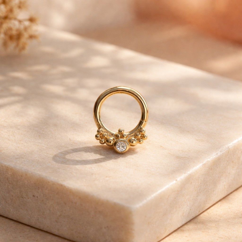 Ari –Anneau de piercing plaqué 18K