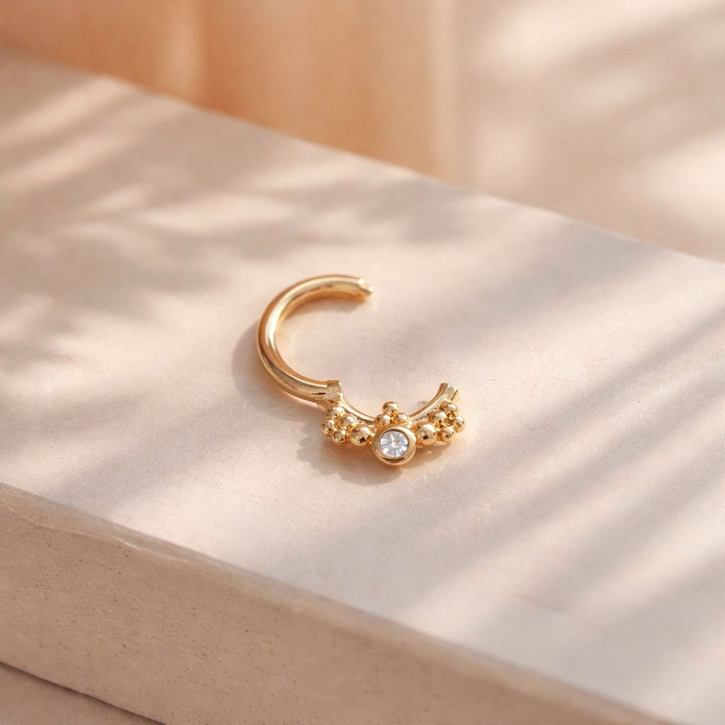 Ari –Anneau de piercing plaqué 18K