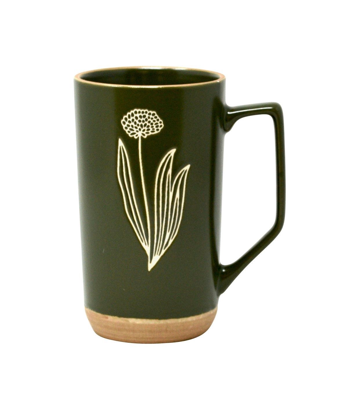 Grande tasse – Motif fleur vert foncé