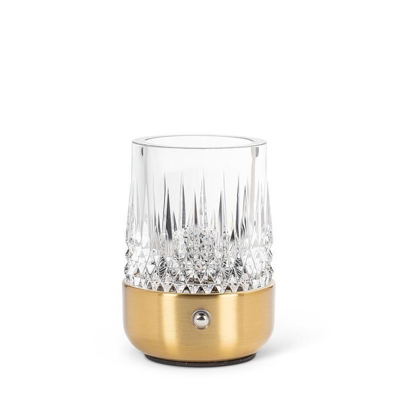 LAMPE LED - Doré et verre texturé