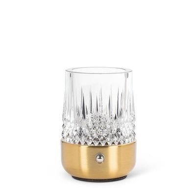 LAMPE LED - Doré et verre texturé
