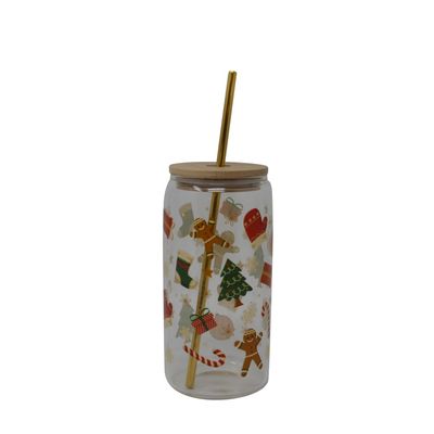 Verre 17oz NOËL - Couvercle et paille