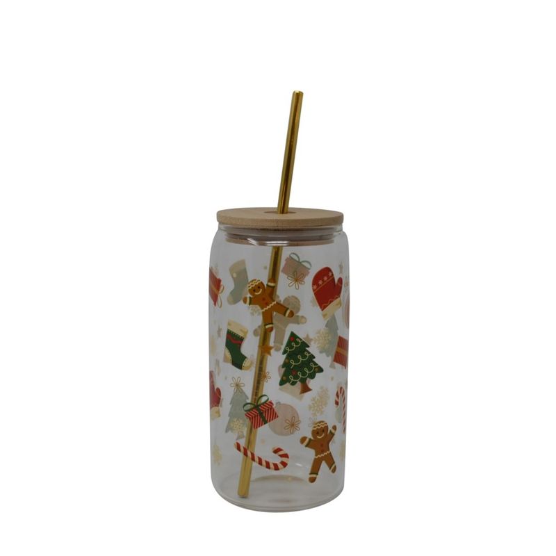 Verre 17oz NOËL - Couvercle et paille