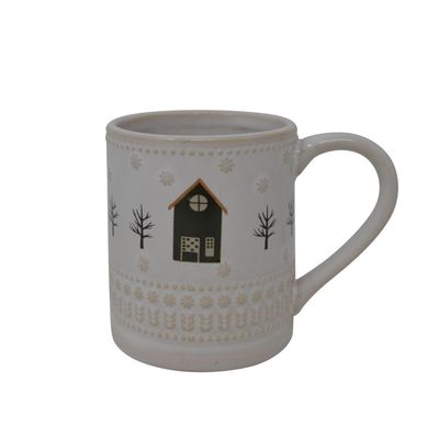 Tasse HIVER - Maison verte et arbres