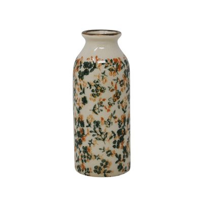 Vase FLEURI - Vert et orangé - Petit