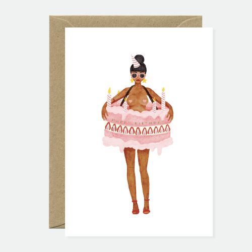 Carte de souhaits - Girl in a Cake