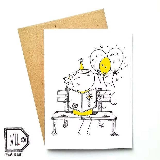 Carte de souhaits - Banc et ballons