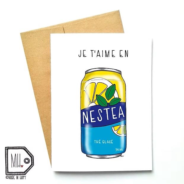 Carte de souhaits - Je t'aime en Nestea