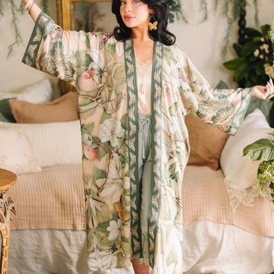 Kimono long - Fleurs &amp; Papillons