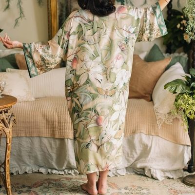 Kimono long - Fleurs &amp; Papillons