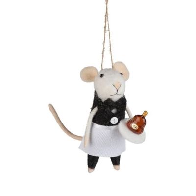 Ornement souris - Serveur &amp; bouteille ambrée