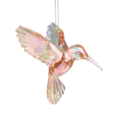 Ornement 4'' - Colibri irisé rose &amp; ambré